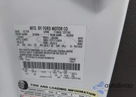 2010 Ford F-150 Xlt from USA, damaged, VIN 1FTFW1CV5AFA08910